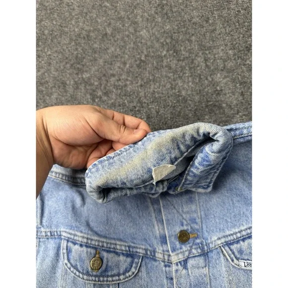 Mens Denim Lee Riders Trucker Blue Button Jacket Short Fit 90s, Size M